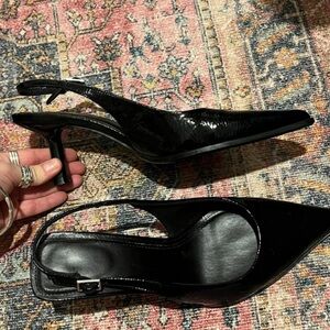 Bershka Shiny Black Slingback Heels